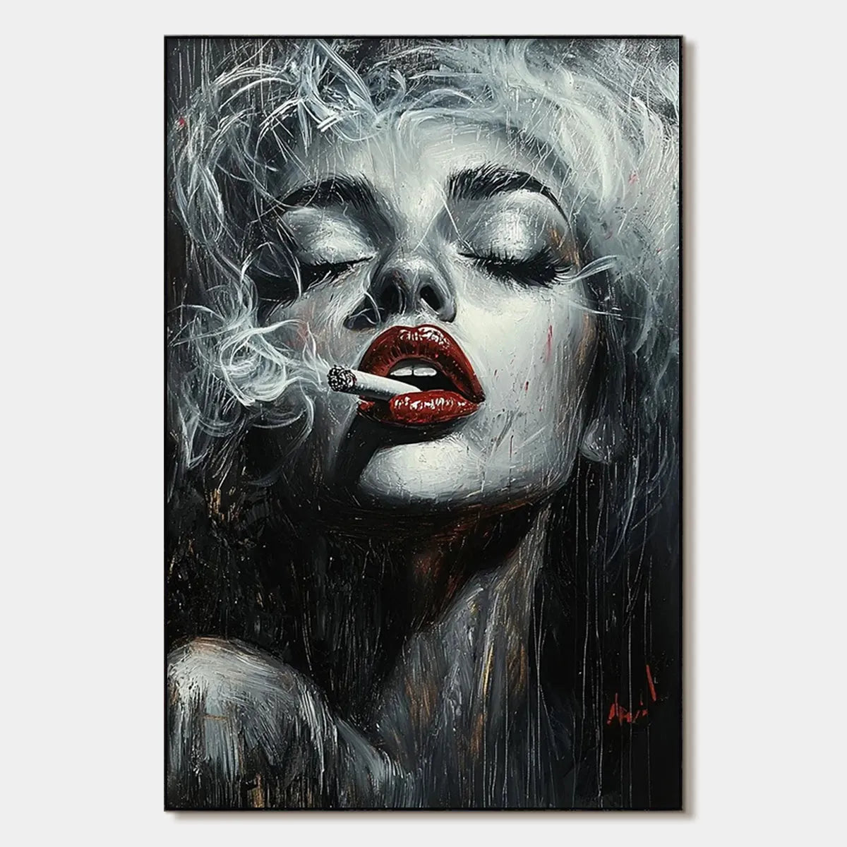 Crimson Muse – Figurative Oil Painting, view 1