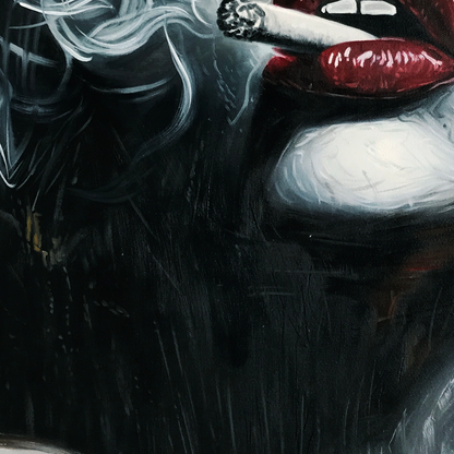 Red Figurative Oil Painting – Crimson Muse