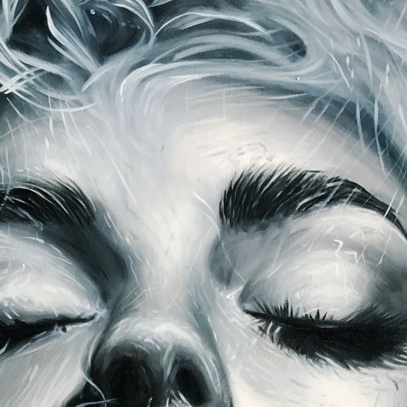 Crimson Muse – Figurative Oil Painting, view 4