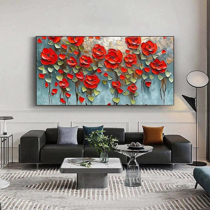 Crimson Field – Poppy Impasto Painting, view 2
