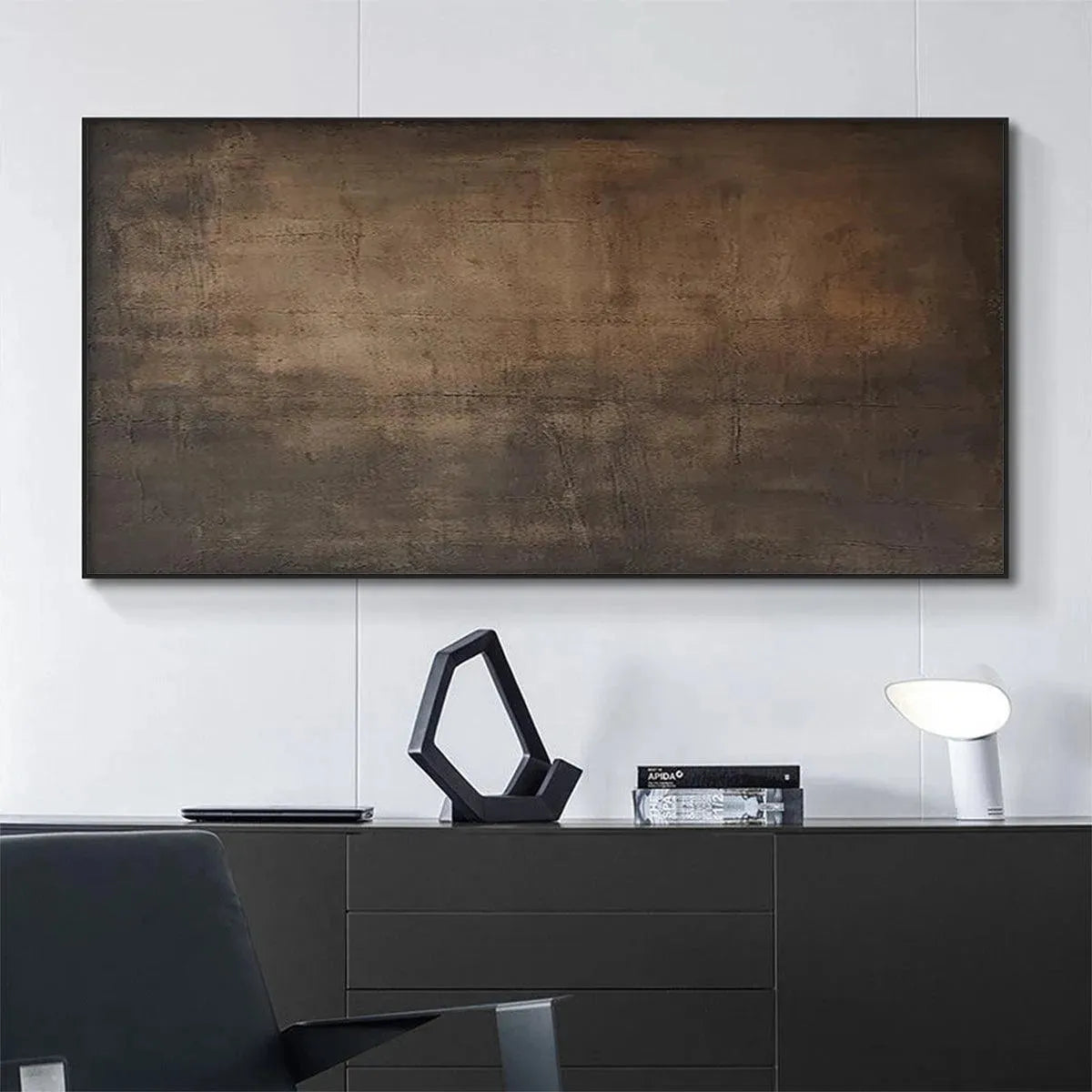 Dark Brown Textured Landscape – Wabi-Sabi Landscape Oil Painting, view 2