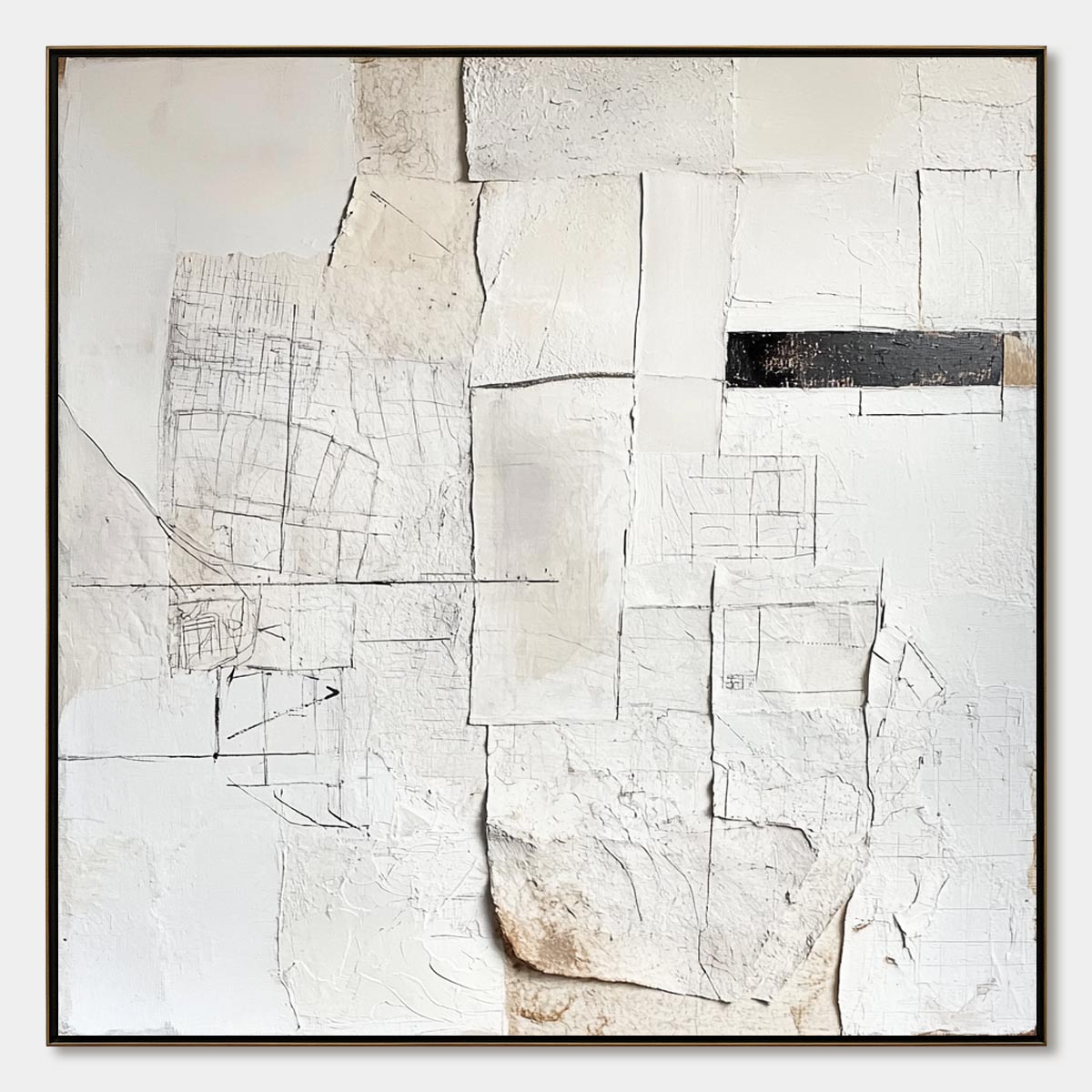 Deconstructed Plans – Wabi-Sabi Architecture Oil Painting, view 1