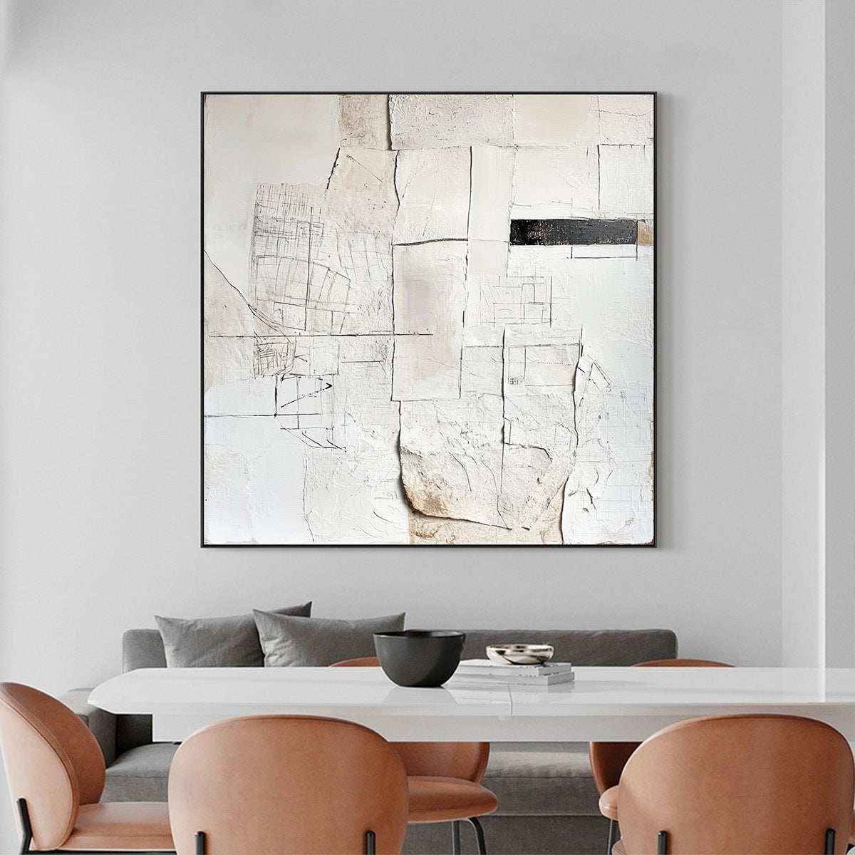 Black and White Wabi-Sabi Architecture Textured Oil Painting – Deconstructed Plans