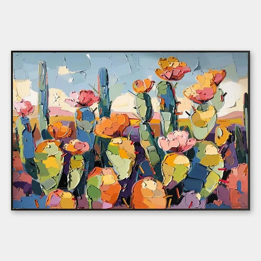 Desert Bloom – Cactus Impasto Painting, view 1