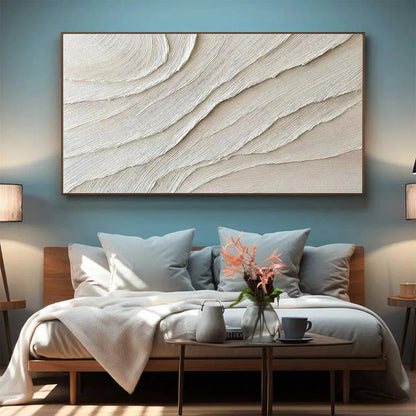 Desert Flow hand-painted beige and ivory textured coastal abstract painting rolled canvas option