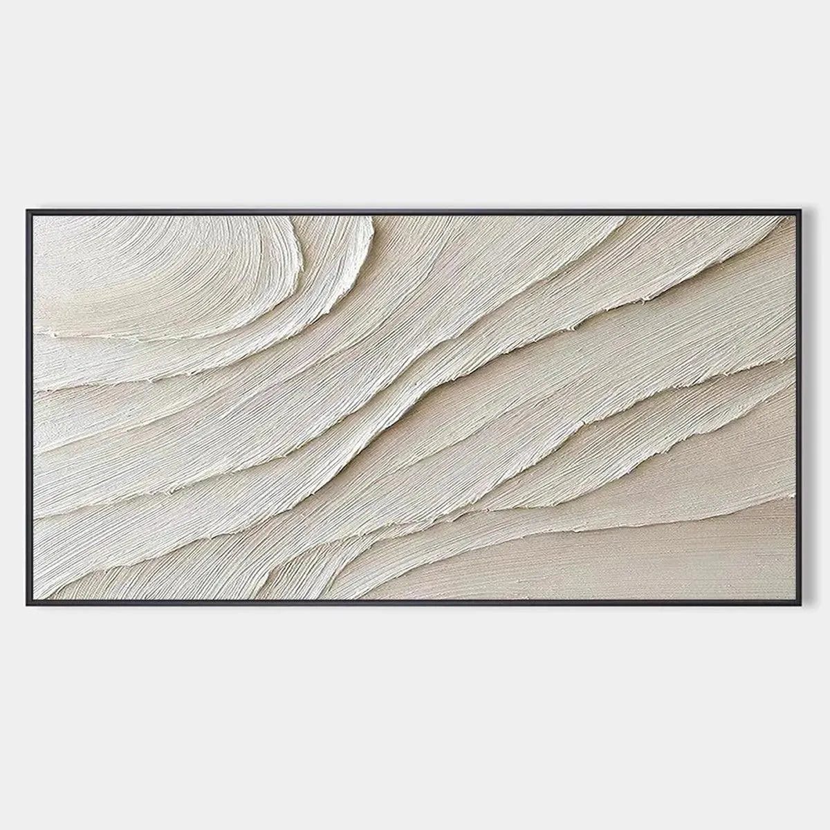 Desert Flow hand-painted beige and ivory textured coastal abstract painting rolled canvas option
