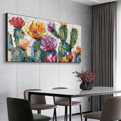 Colorful Cactus Impasto Painting – Desert Garden