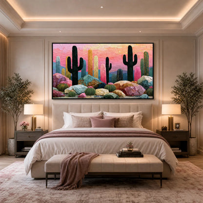 Gold and Pink Desert Impasto Painting – Desert Dreamscape