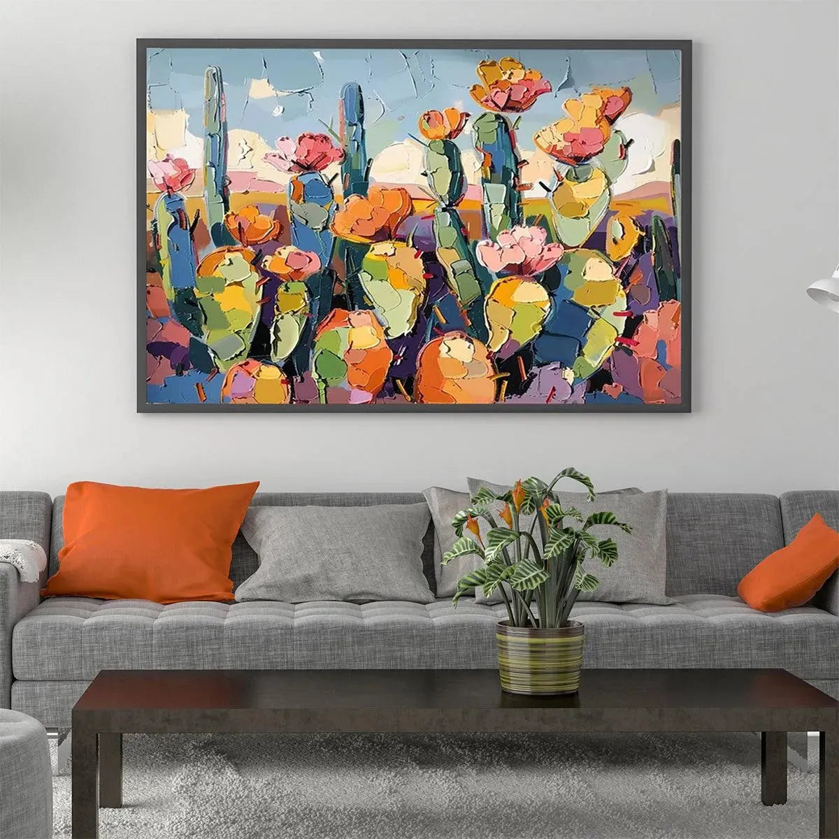 Desert Bloom – Cactus Impasto Painting, view 2