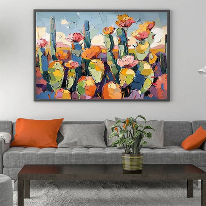 Desert Bloom – Cactus Impasto Painting, view 2