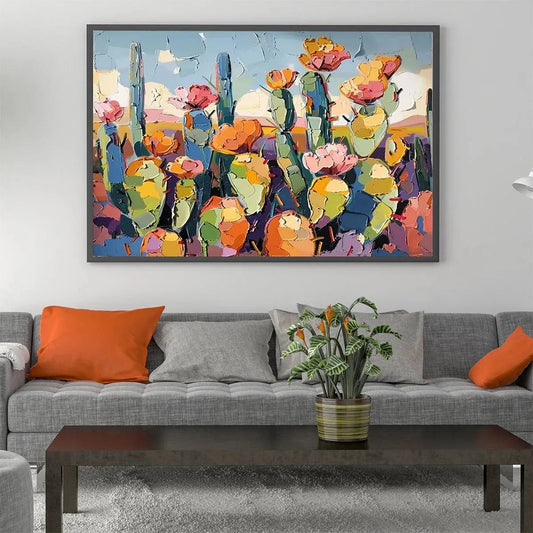 Desert Bloom – Cactus Impasto Painting, view 2