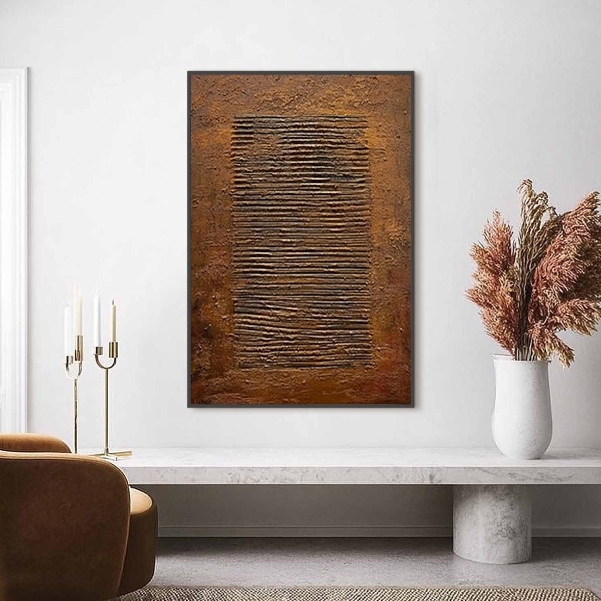 Earthen Codex – Wabi-Sabi Anchor Oil Painting, view 2