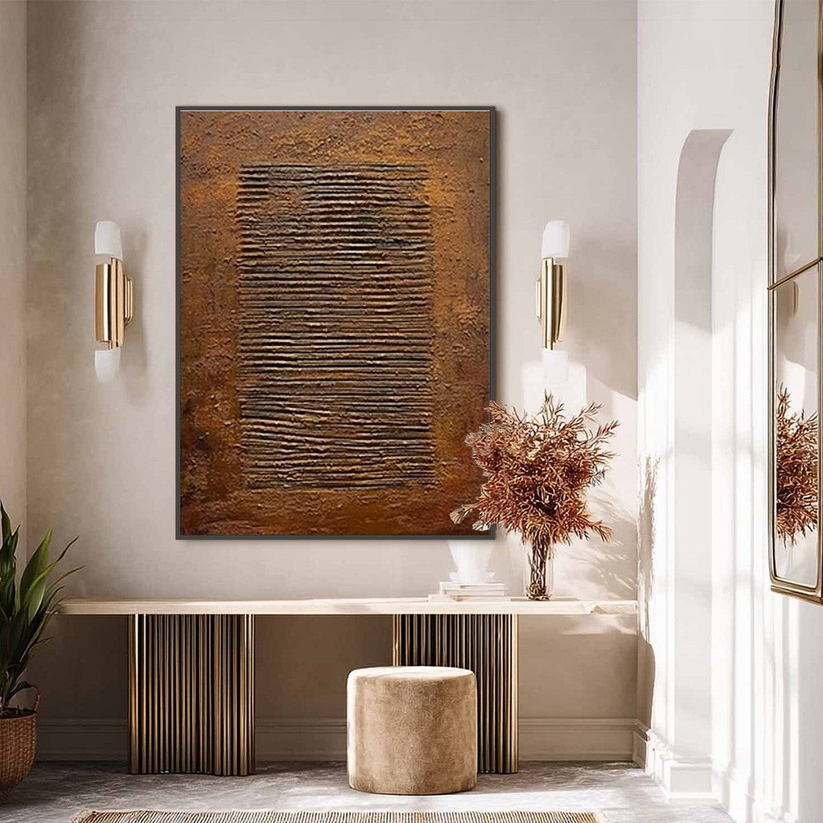 Brown Wabi-Sabi Anchor Textured Oil Painting – Earthen Codex