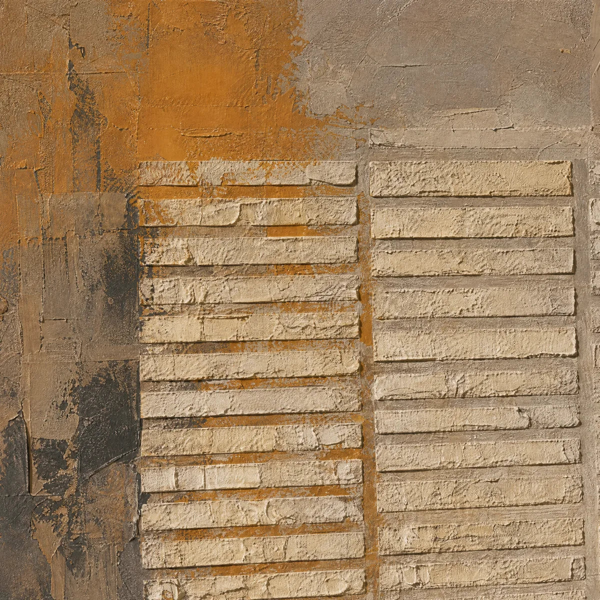 Earthen Grid – Wabi-Sabi Neutral Abstract Oil Painting, view 3