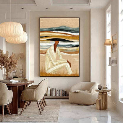 Abstract Figurative Impasto Oil Painting – Earthen Repose