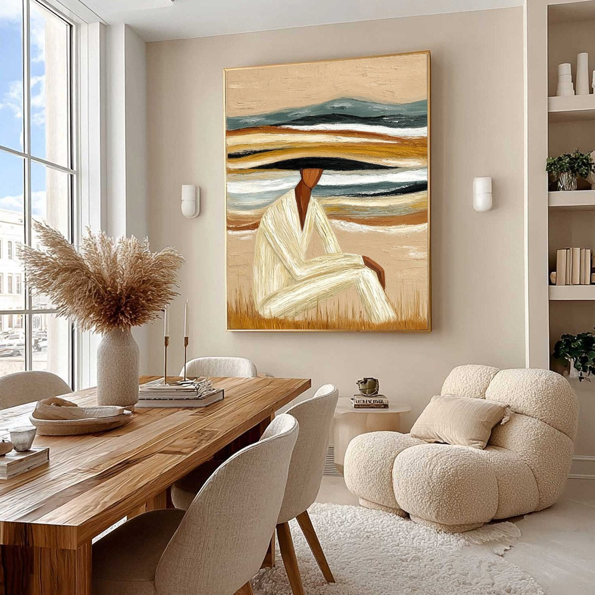 Abstract Figurative Impasto Oil Painting – Earthen Repose