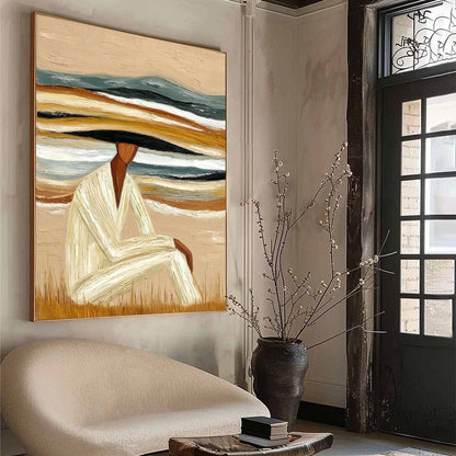 Abstract Figurative Impasto Oil Painting – Earthen Repose