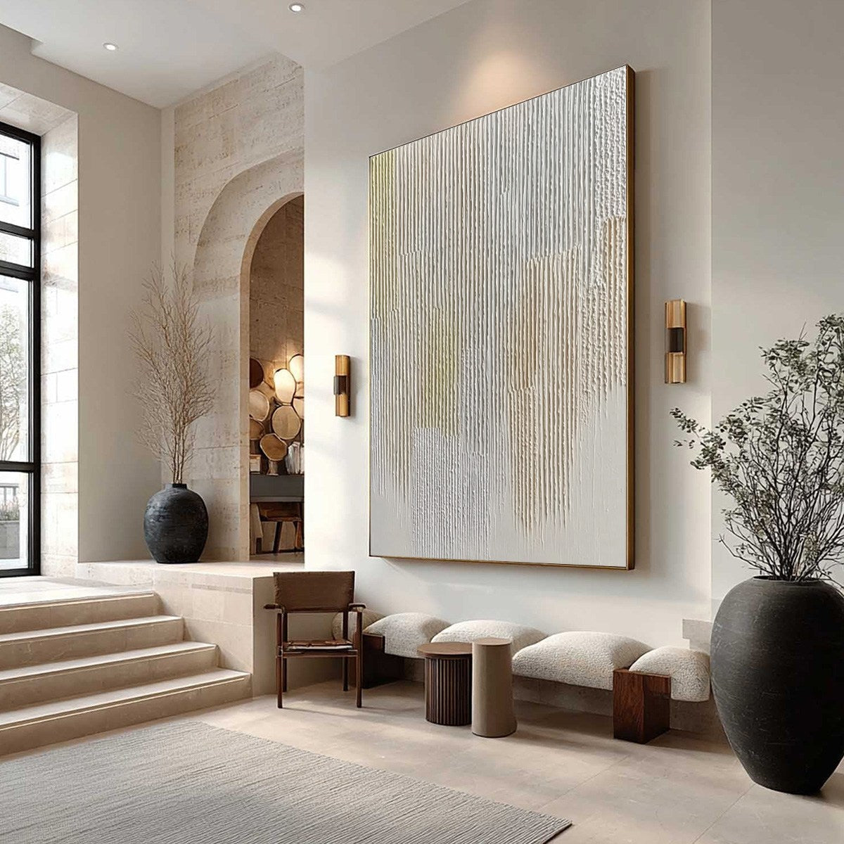 Wabi-Sabi Abstract Textured Oil Painting – Earthen Rhythm by Liam O'Connell