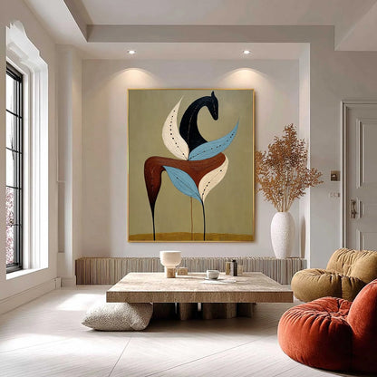 Earthen Steed – Wabi-Sabi Horse Impasto Oil Painting, view 2