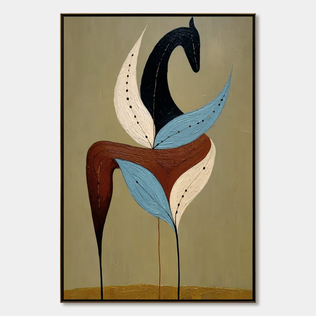 Earthen Steed – Wabi-Sabi Horse Impasto Oil Painting, view 1