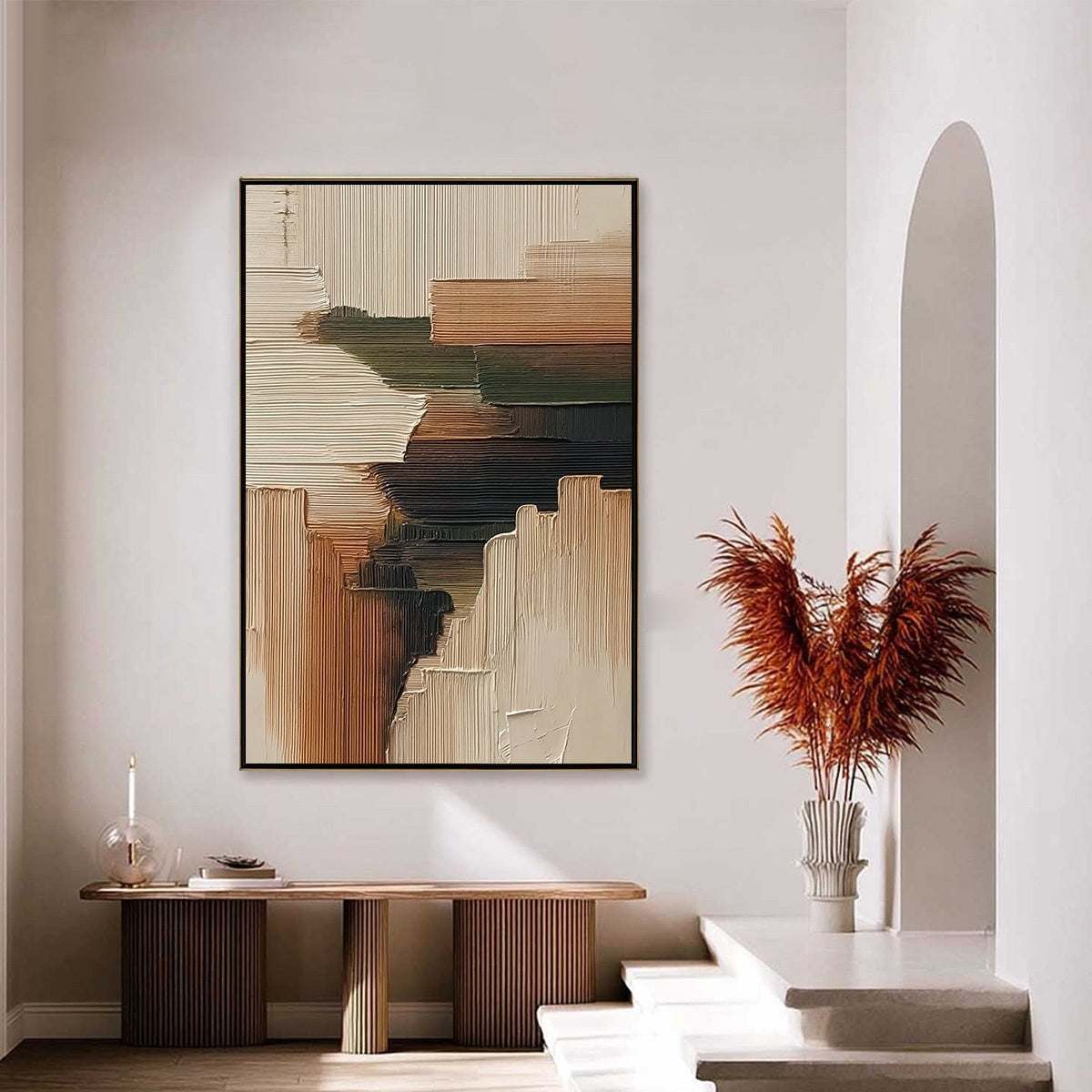 Earthen Strata – Wabi-Sabi Forest Oil Painting, view 4