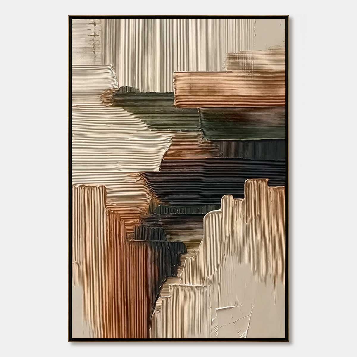 Earthen Strata – Wabi-Sabi Forest Oil Painting, view 1