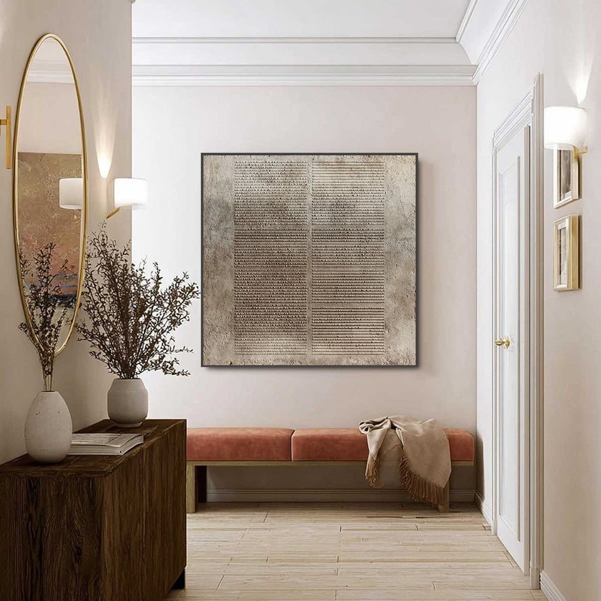 Wabi-Sabi Abstract Textured Oil Painting – Earthen Tablet