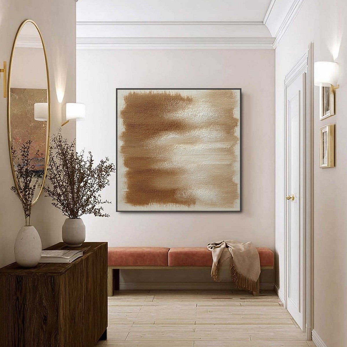 Wabi-Sabi Landscape Textured Oil Painting – Earthen Whispers
