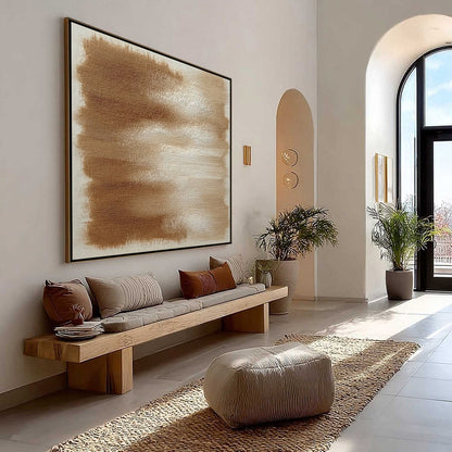 Wabi-Sabi Landscape Textured Oil Painting – Earthen Whispers
