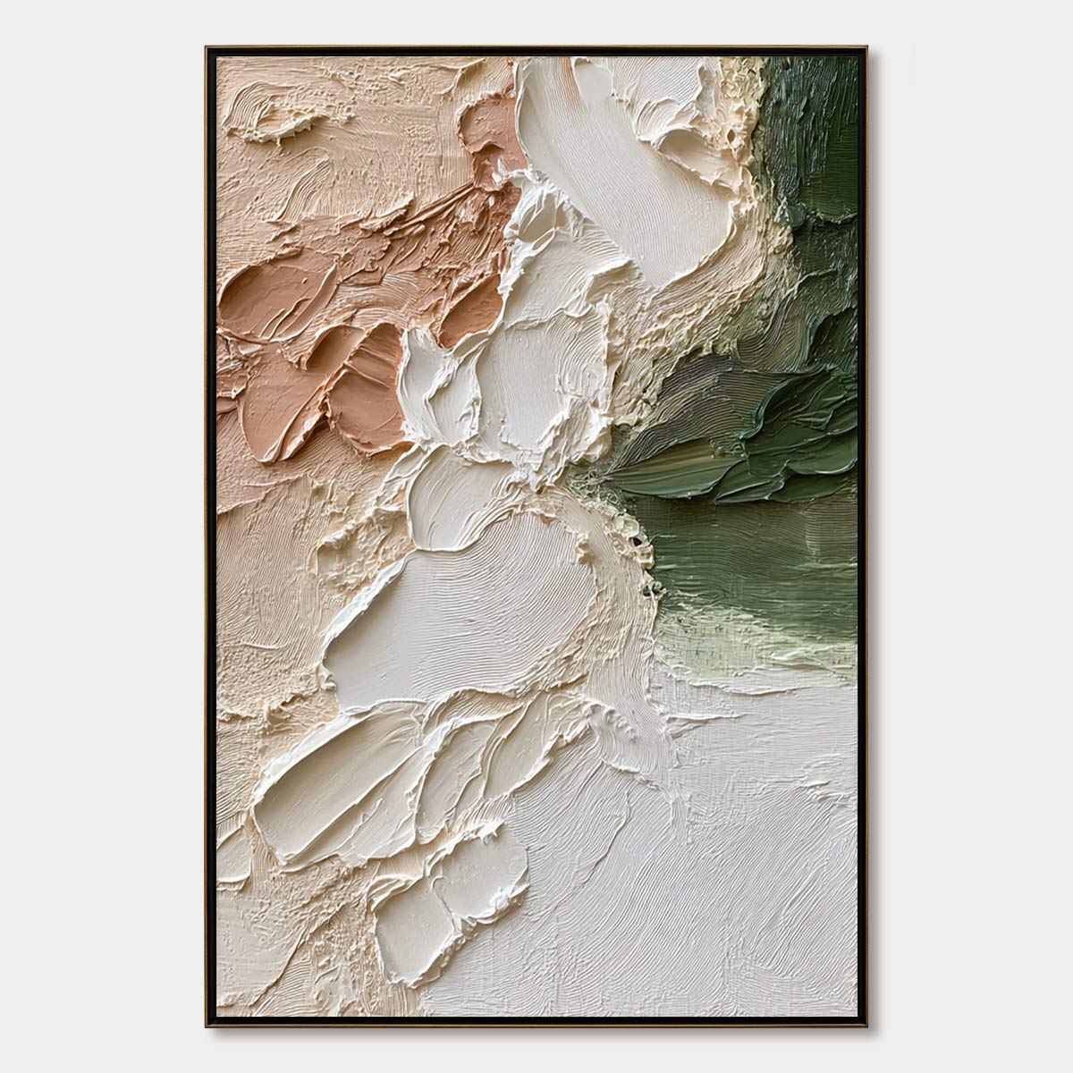 Earth's Embrace hand-painted ocean blue, ivory and soft neutral tones textured coastal abstract painting rolled canvas option