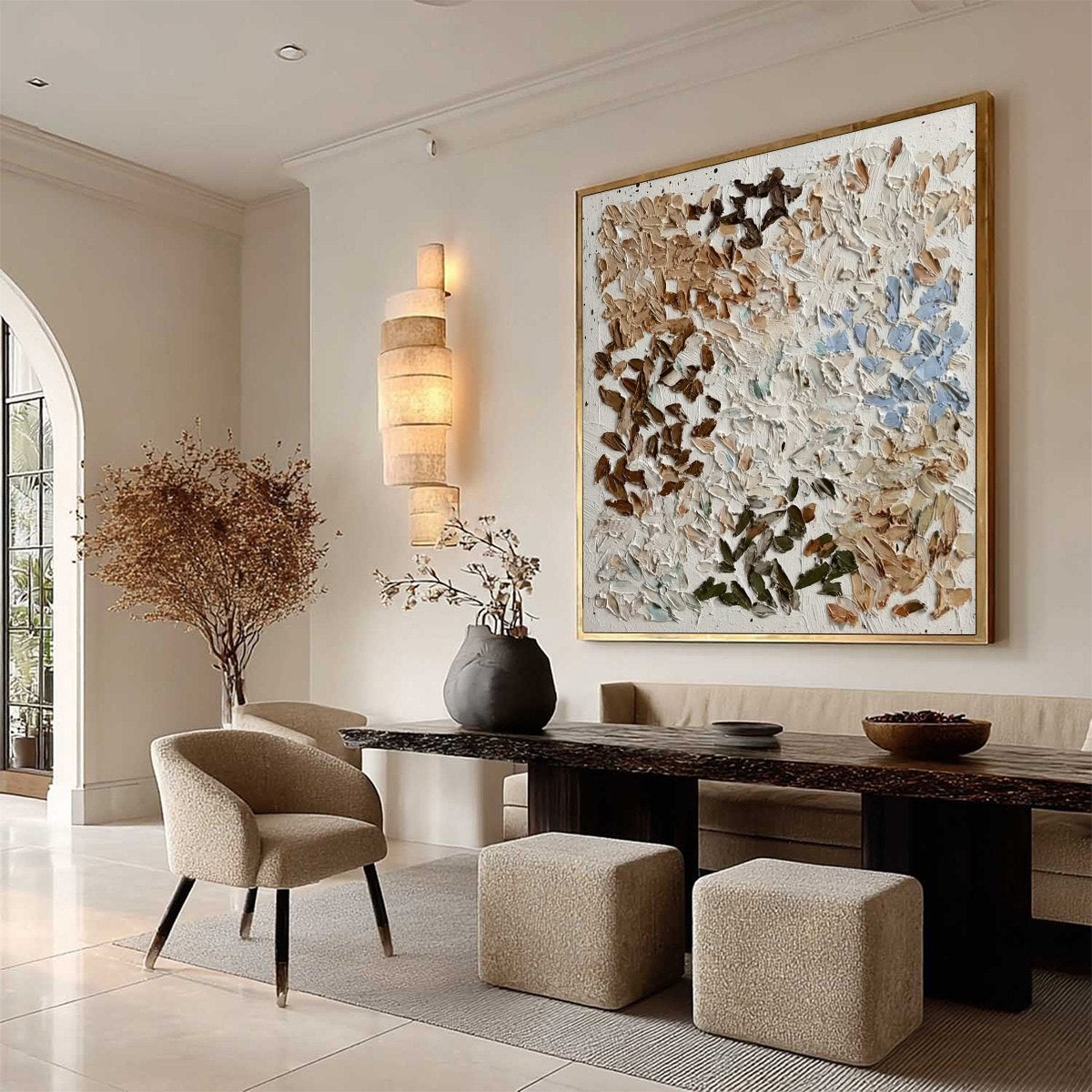 Wabi-Sabi Abstract Impasto Oil Painting – Earth's Mosaic