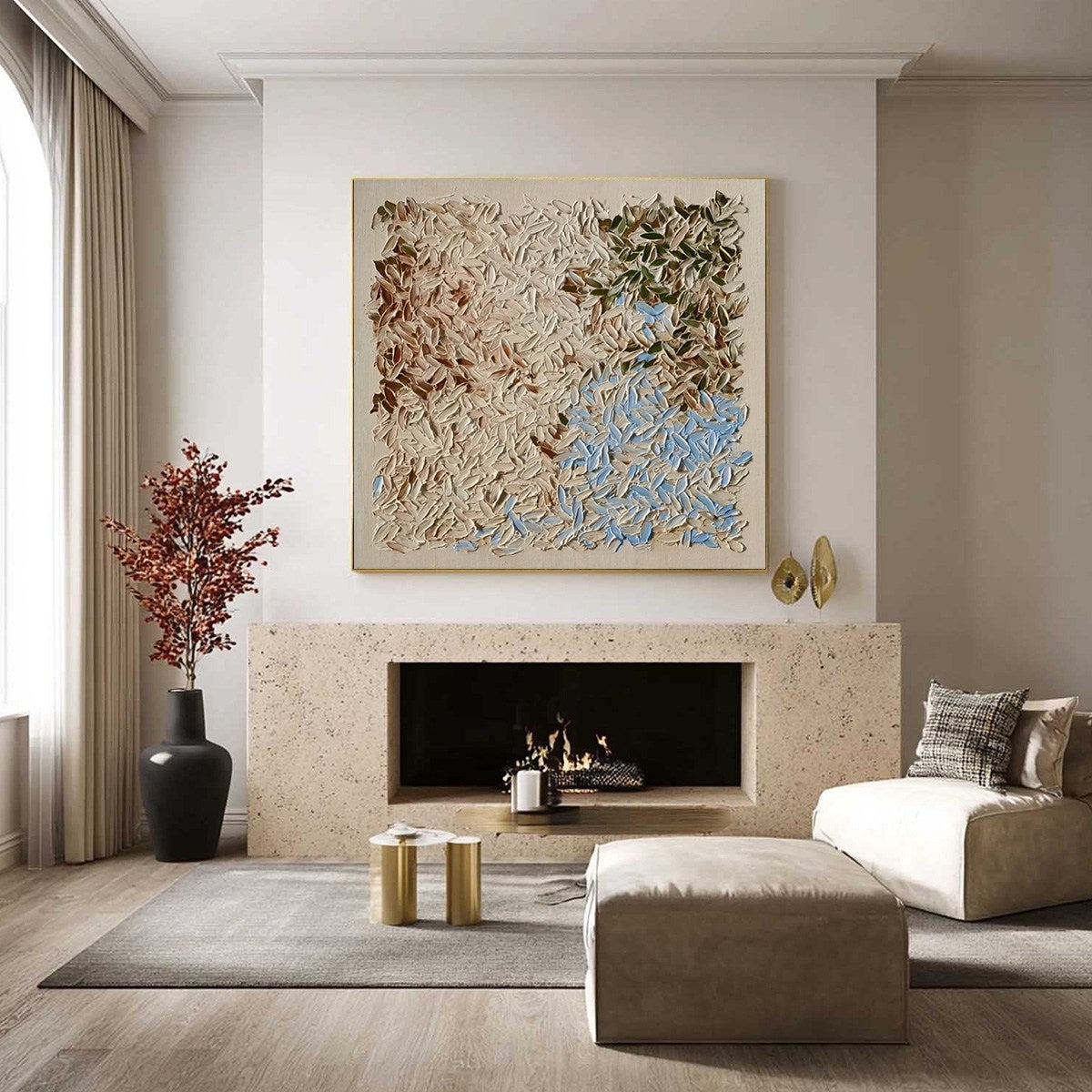 Wabi-Sabi Landscape Palette Knife Oil Painting – Earth'S Mosaic