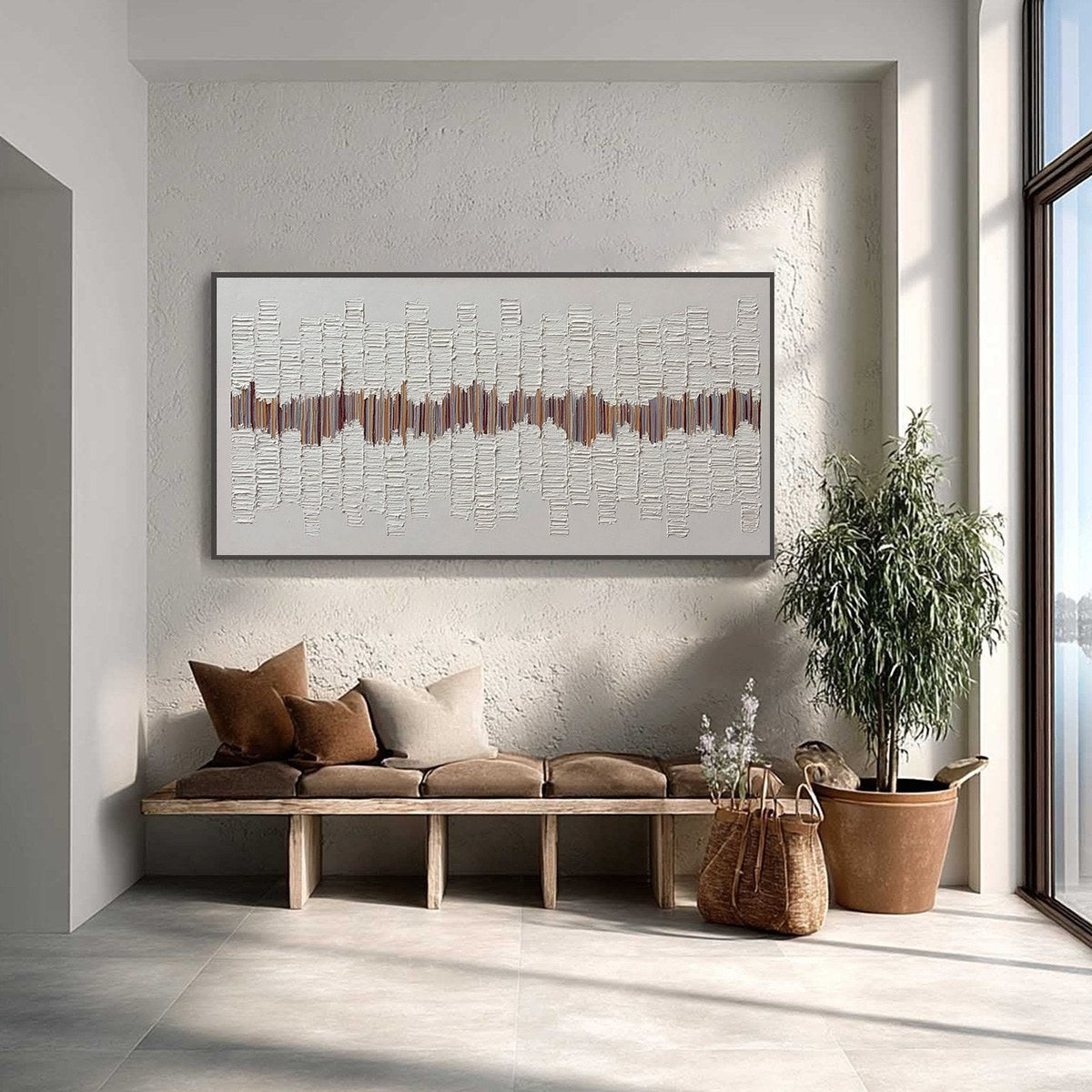 Echoes In Silence – Wabi-Sabi City Skyline Impasto Oil Painting, view 4