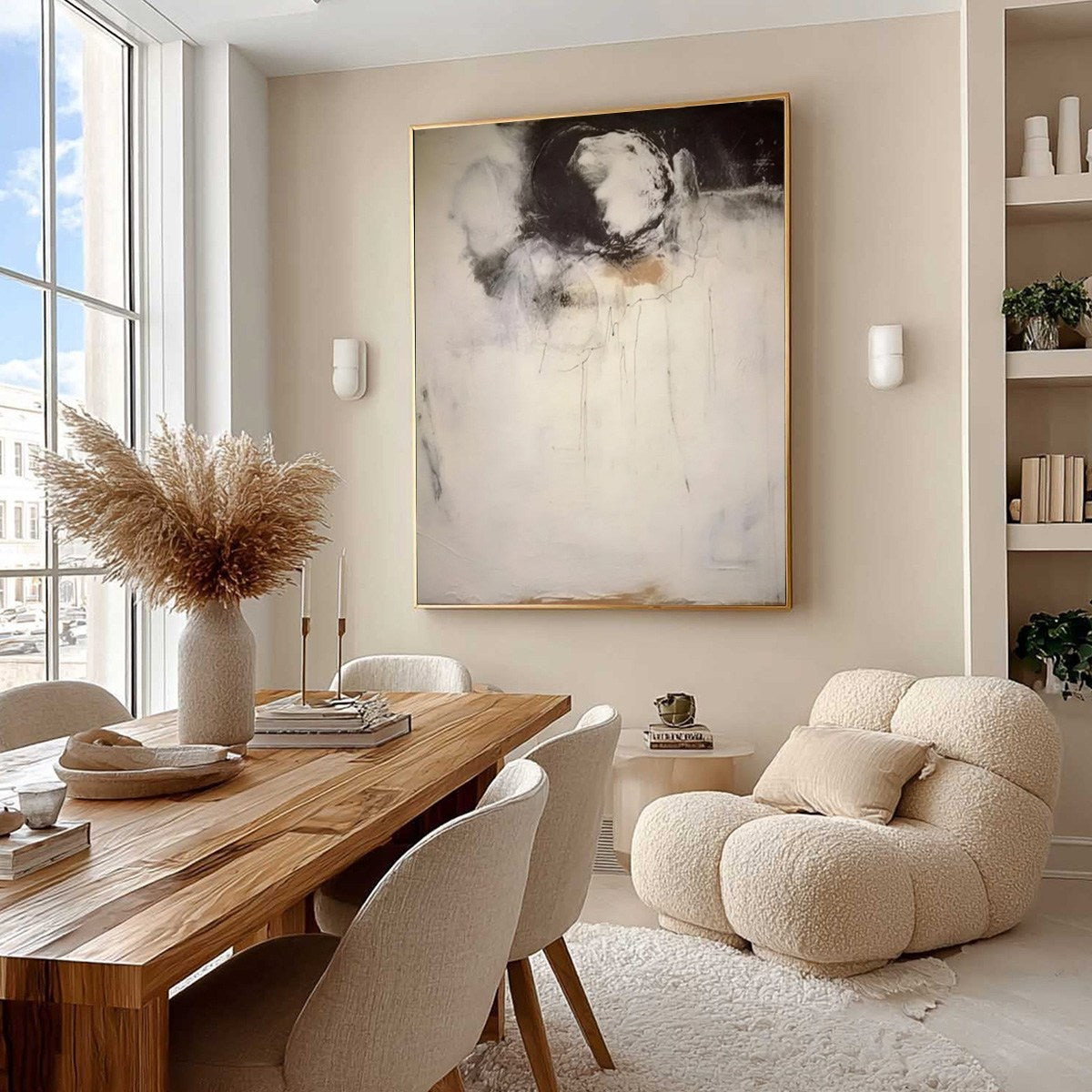 Gold and Black Wabi-Sabi Abstract Textured Oil Painting – Echoes Of Silence