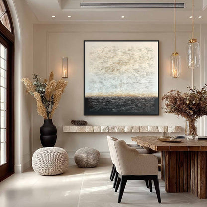 Black and White Wabi-Sabi Valley Textured Oil Painting – Echoes Of Stillness