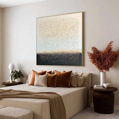 Black and White Wabi-Sabi Valley Textured Oil Painting – Echoes Of Stillness