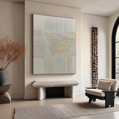 Wabi-Sabi Abstract Textured Oil Painting – Echoes Of Stillness