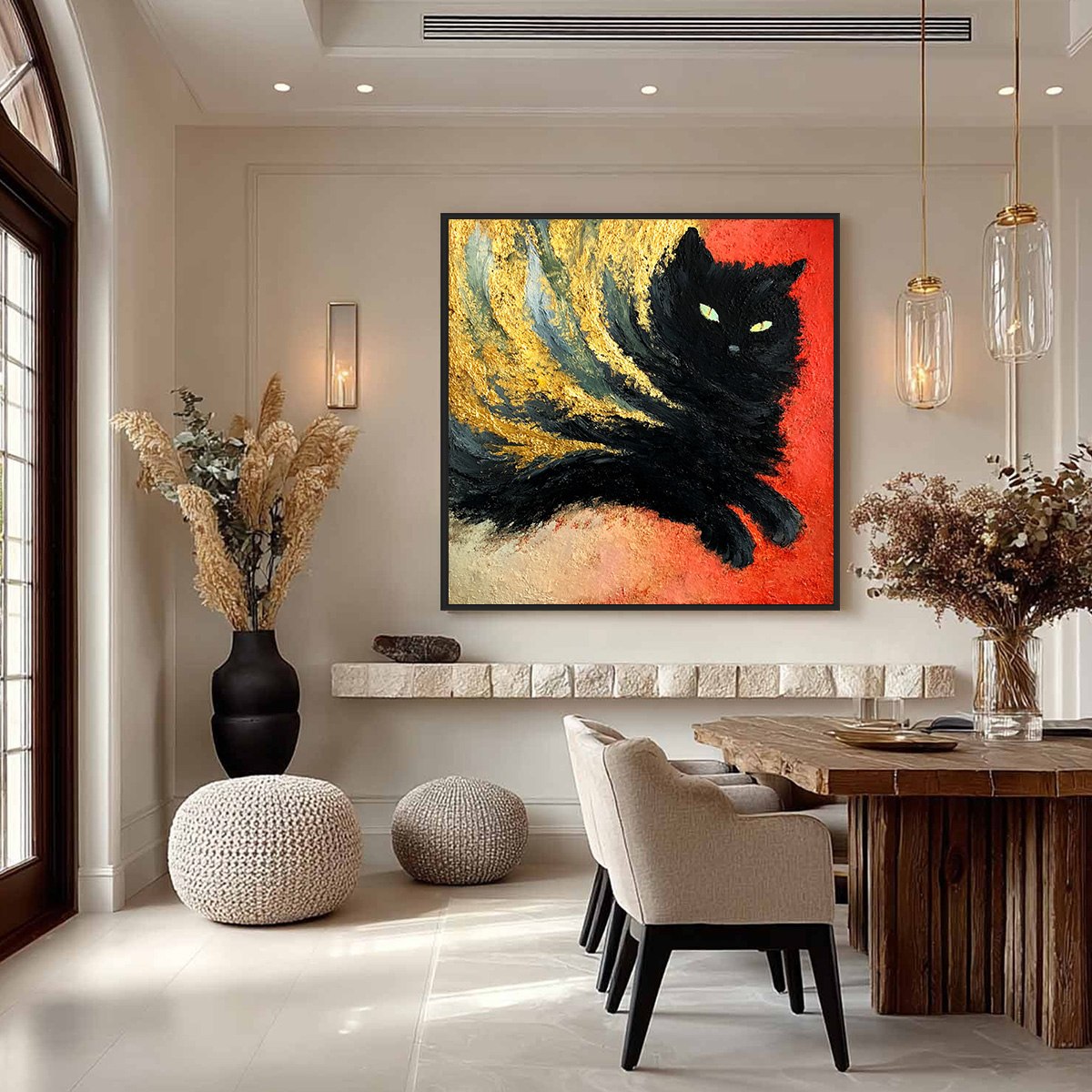 Ember Eyes – Cat Impasto Oil Painting, view 4