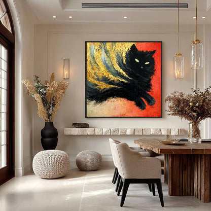 Ember Eyes – Cat Impasto Oil Painting, view 4