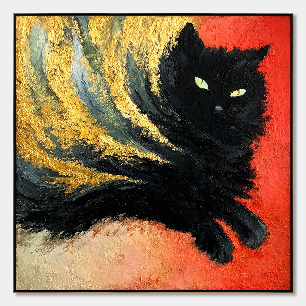 Ember Eyes – Cat Impasto Oil Painting, view 1