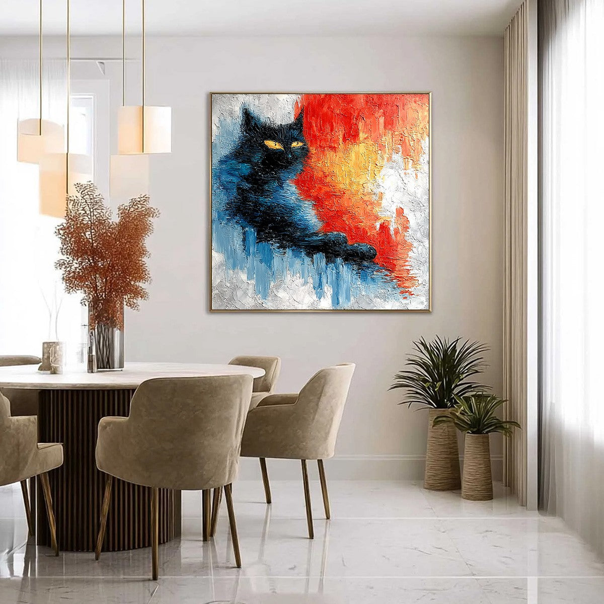 Ember Eyes – Cat Impasto Oil Painting, view 4