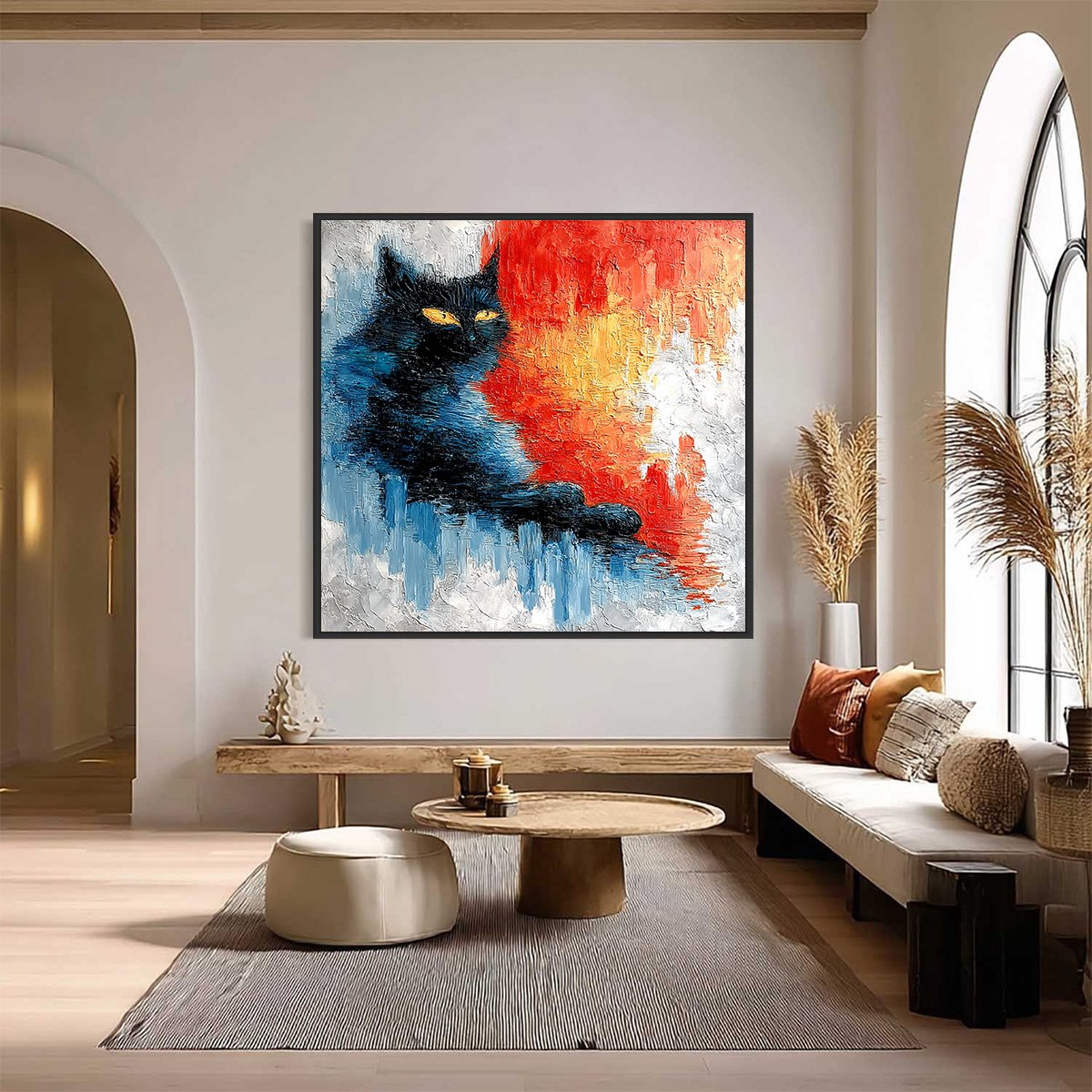 Ember Eyes – Cat Impasto Oil Painting, view 2