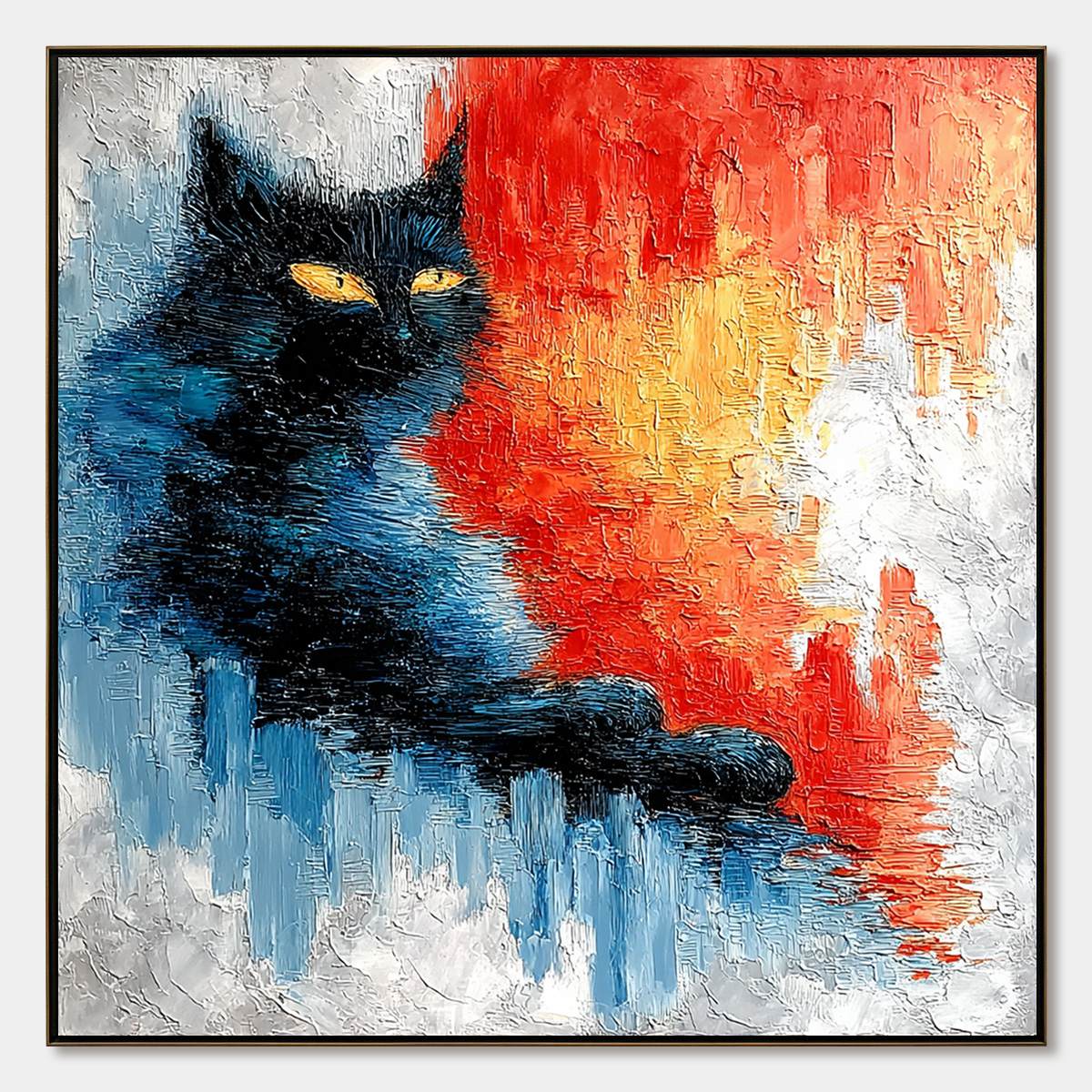 Ember Eyes – Cat Impasto Oil Painting, view 1