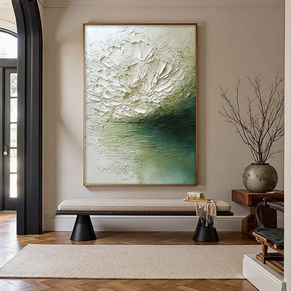 Emerald Bloom – Wabi-Sabi Floral Painting, view 4