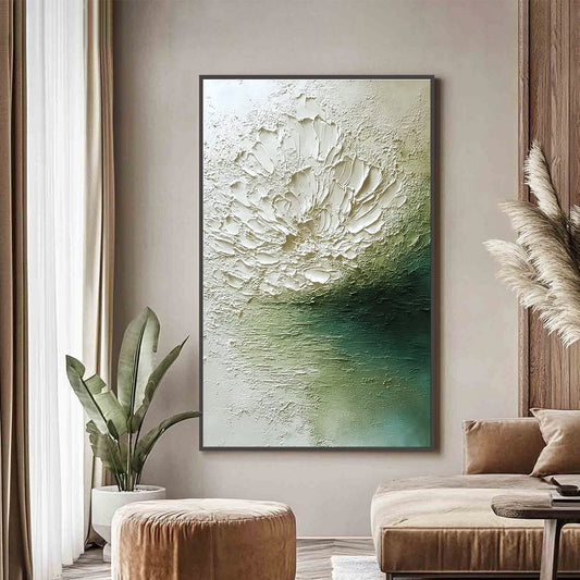 Emerald Bloom – Wabi-Sabi Floral Painting, view 2