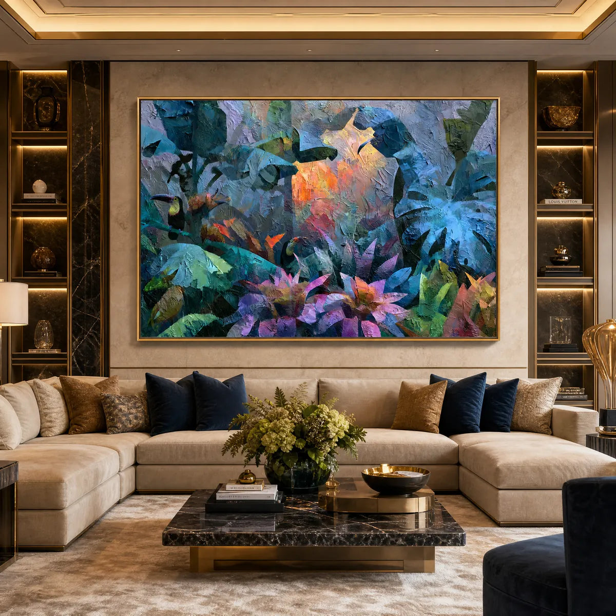 Emerald Hideaway – Toucan Impasto Oil Painting, view 5