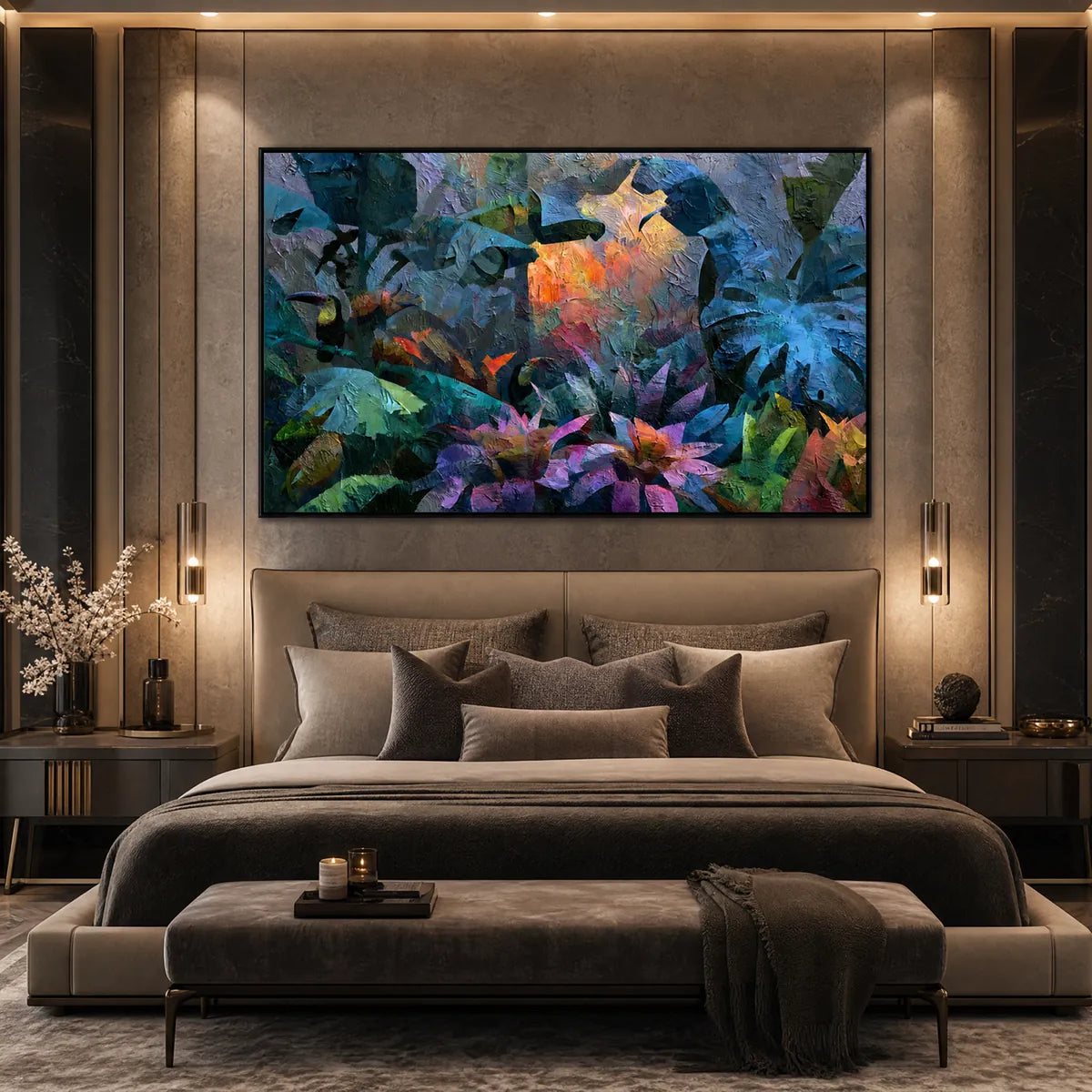 Emerald Hideaway – Toucan Impasto Oil Painting, view 4