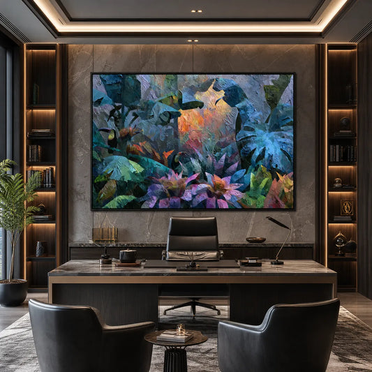 Emerald Hideaway – Toucan Impasto Oil Painting, view 2