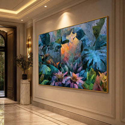 Emerald and Gold Toucan Impasto Oil Painting – Emerald Hideaway