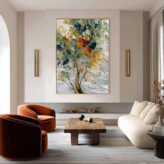 Emerald Jewel Tree – Tree Palette Knife Painting, view 2